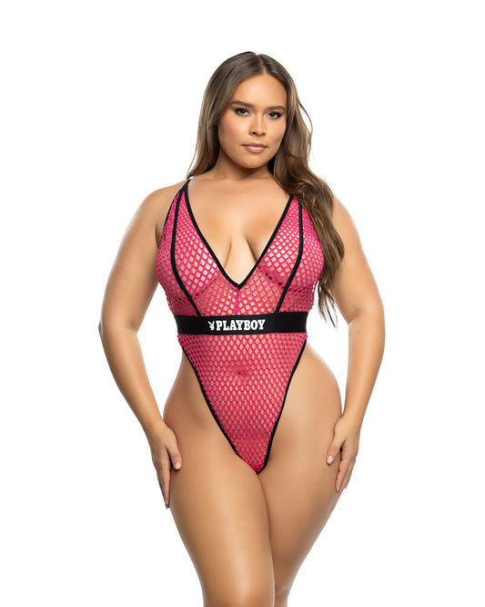 Black Playboy Erotic Bunny Teddy in fishnet for rave looks