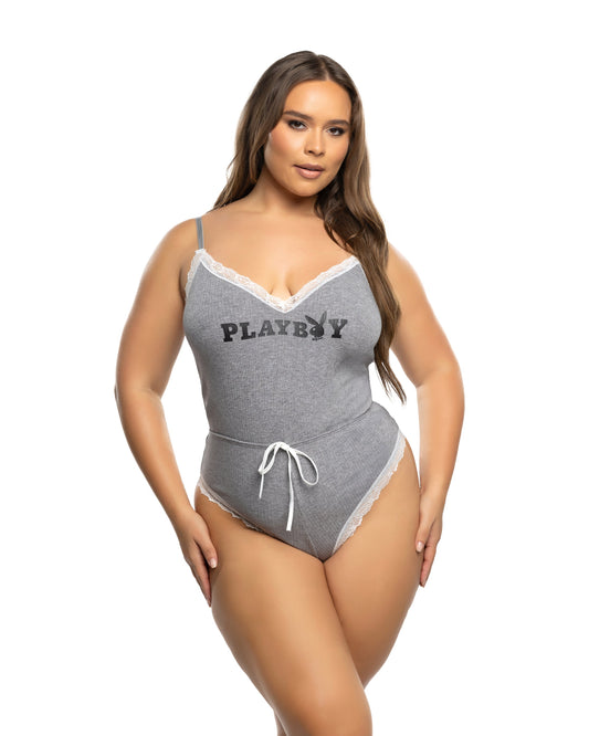 Black Playboy Comfy Bunny Romper in lace for rave looks