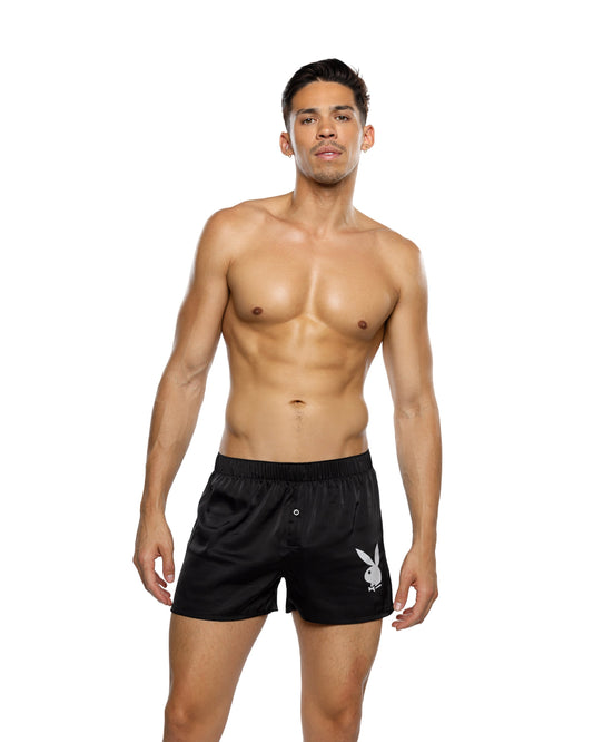 Black Playboy Bunny Boxer in satin for rave looks