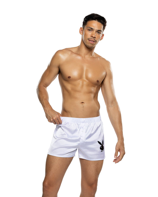 Black Playboy Bunny Boxer in satin for rave looks