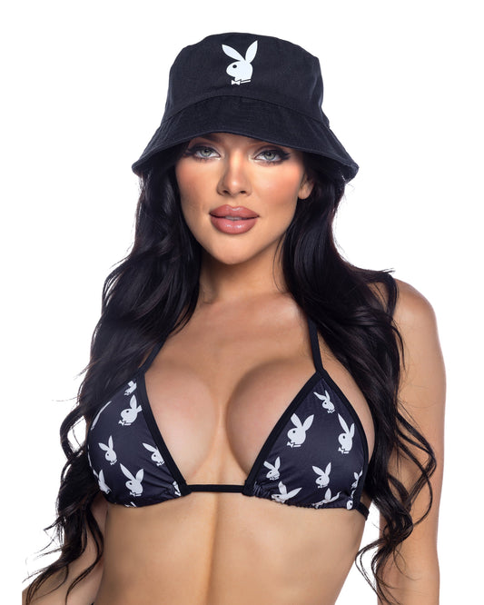 Black/White Bunny Bucket Hat for rave looks