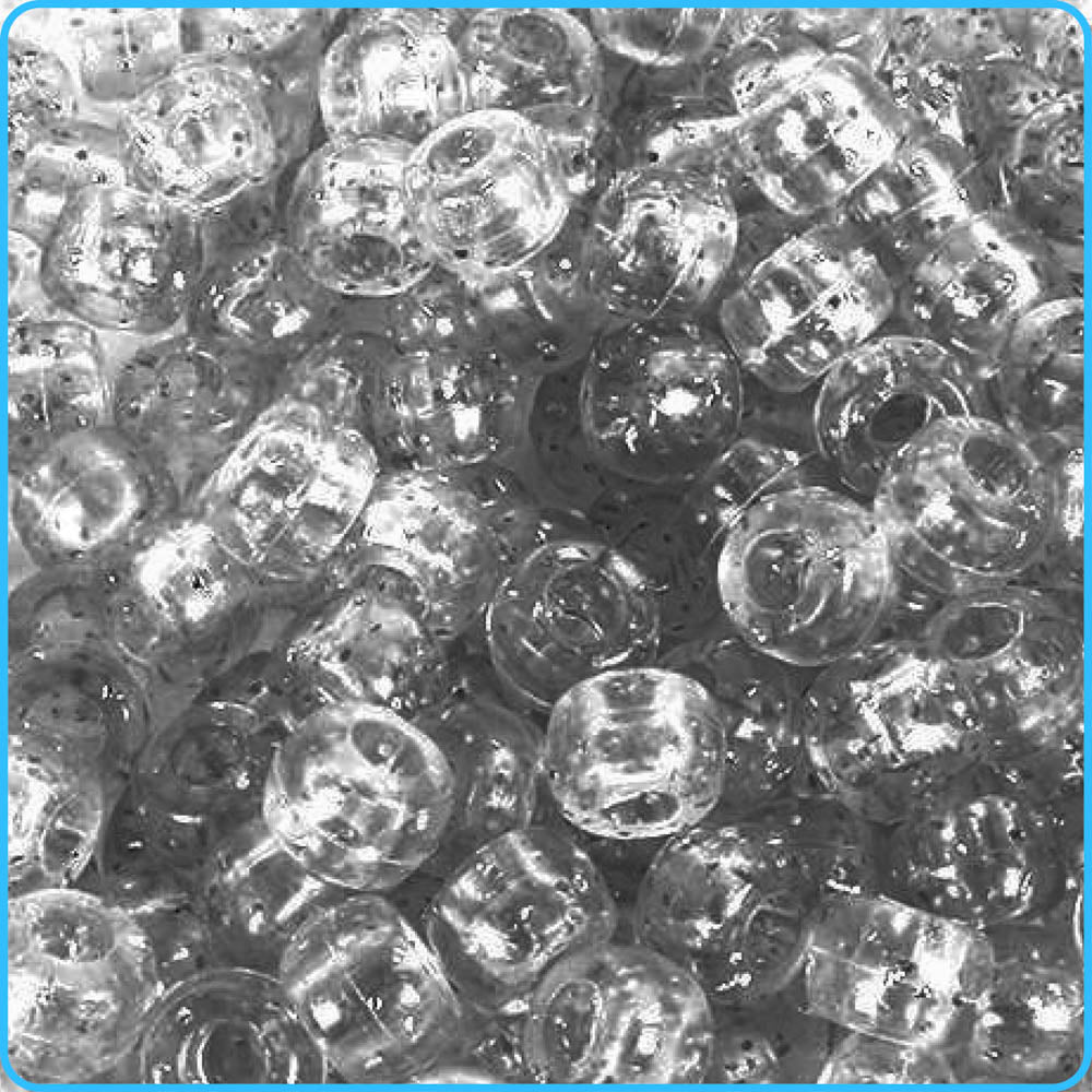 Clear Glitter Pony Beads (9mm, 300 Pack)