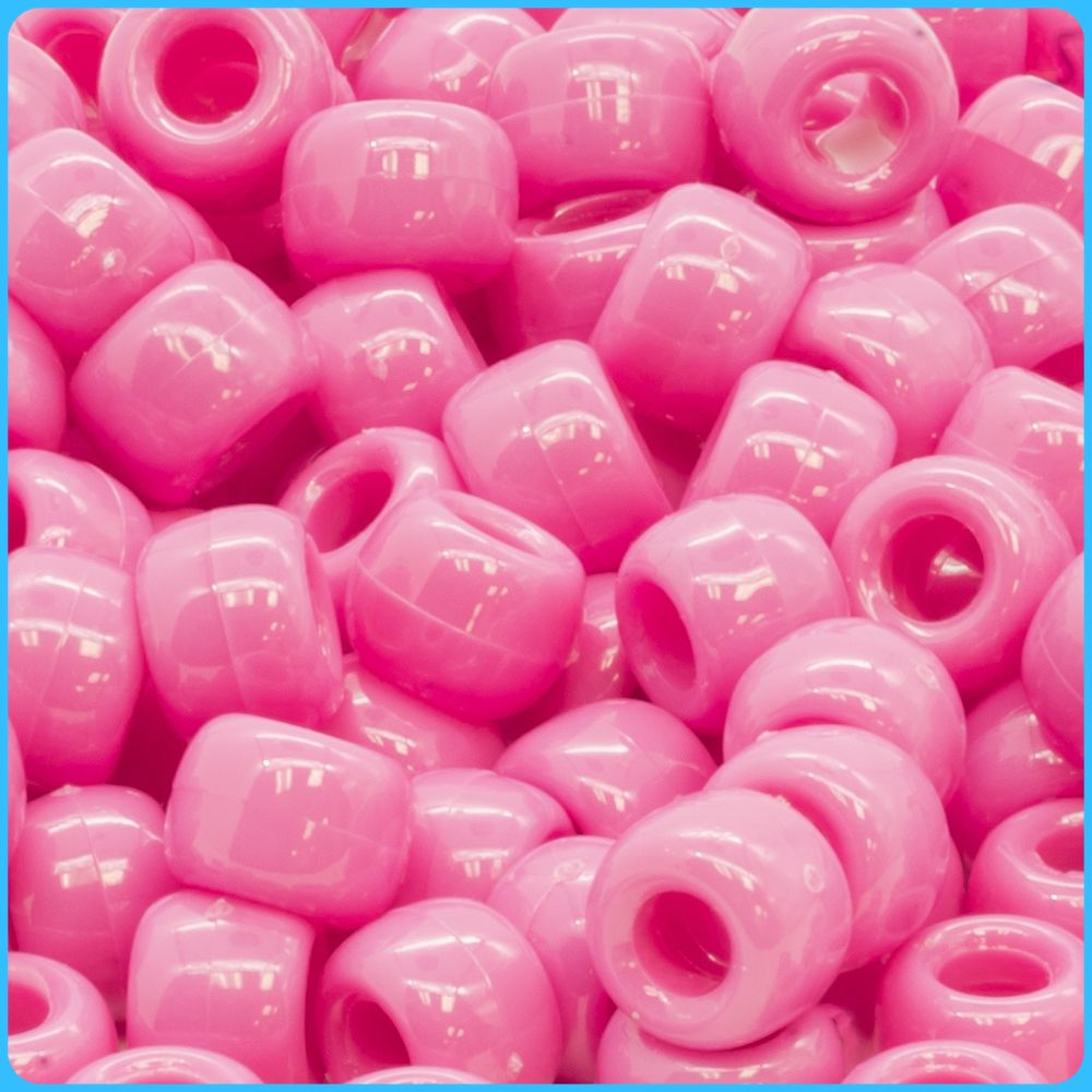 Hot Pink Pony Beads (9mm, 300 Pack)