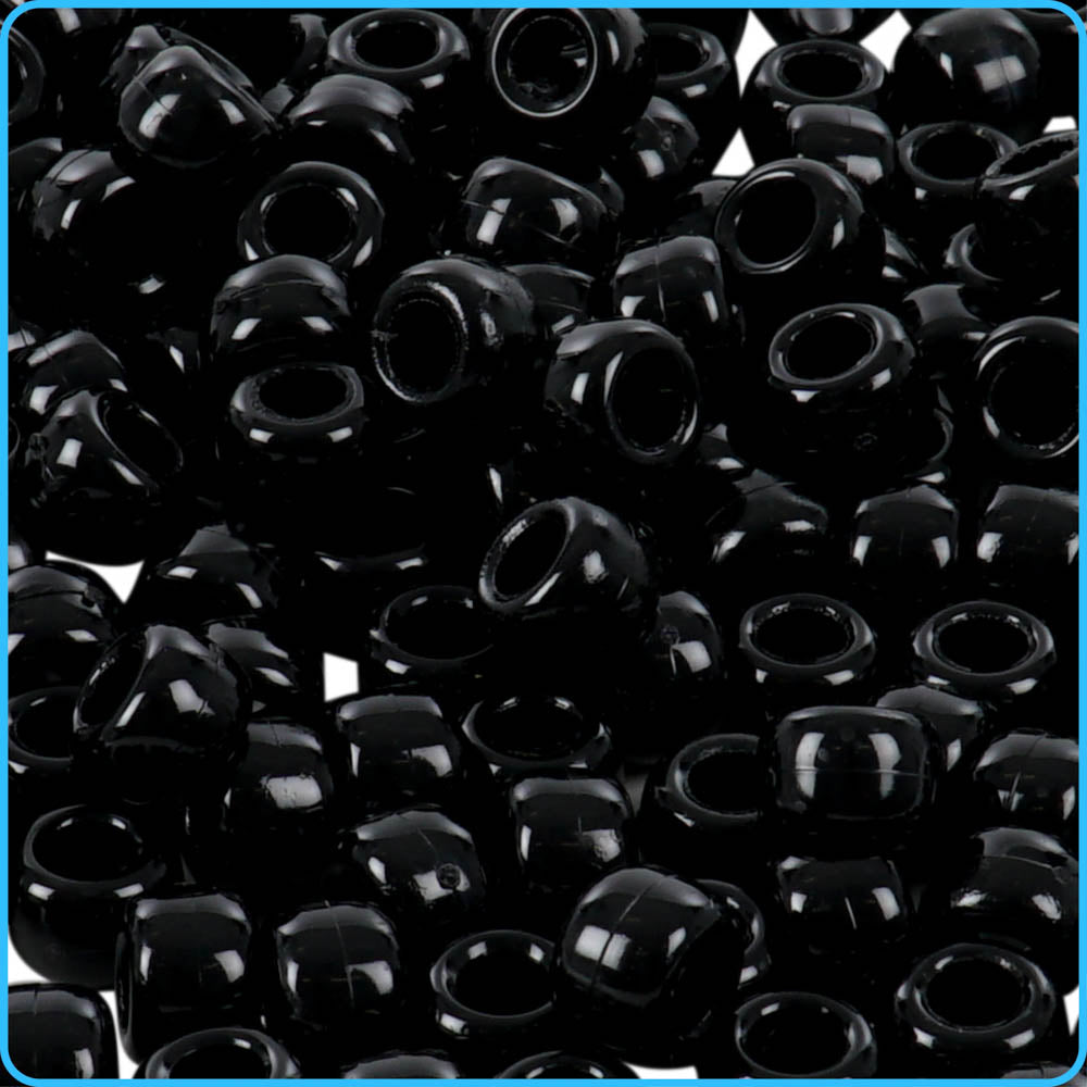 Black Opaque Pony Beads (9mm, 300 Pack)