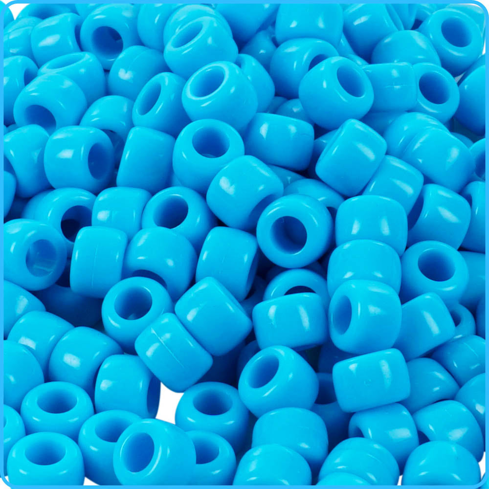 Blue Opaque Pony Beads (9mm, 300 Pack)