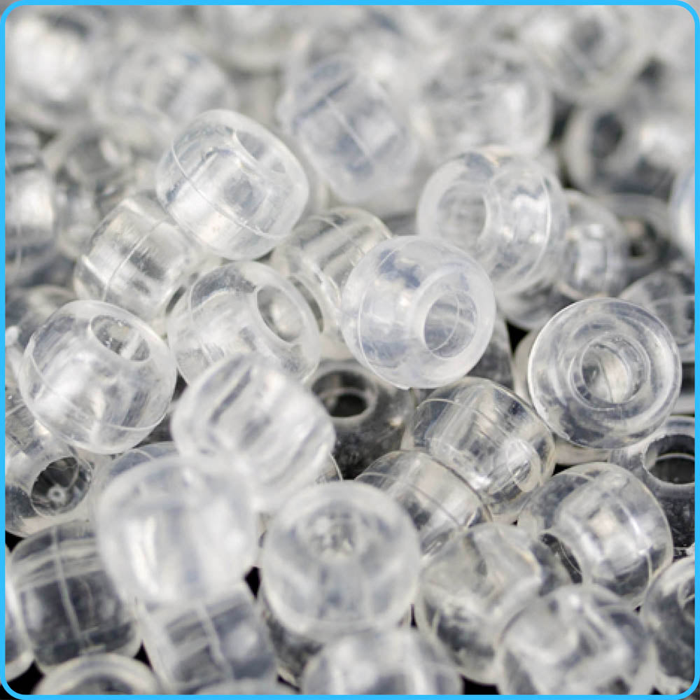 Clear Pony Beads (9mm, 300 Pack)