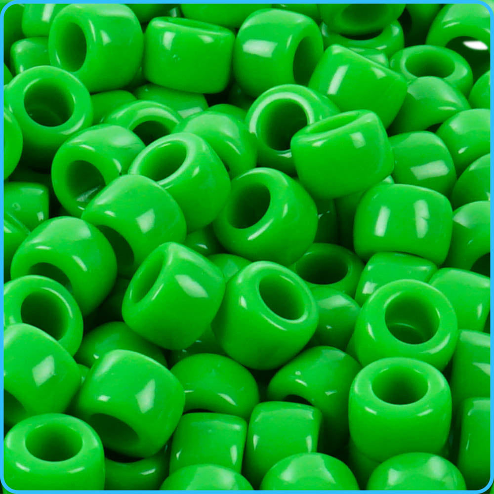 Green Opaque Pony Beads (9mm, 300 Pack)