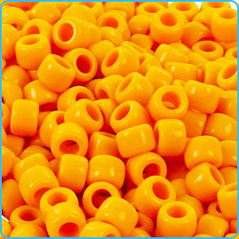 Orange Opaque Pony Beads (9mm, 300 Pack)