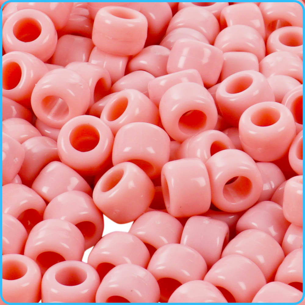 Pink Opaque Pony Beads (9mm, 300 Pack)