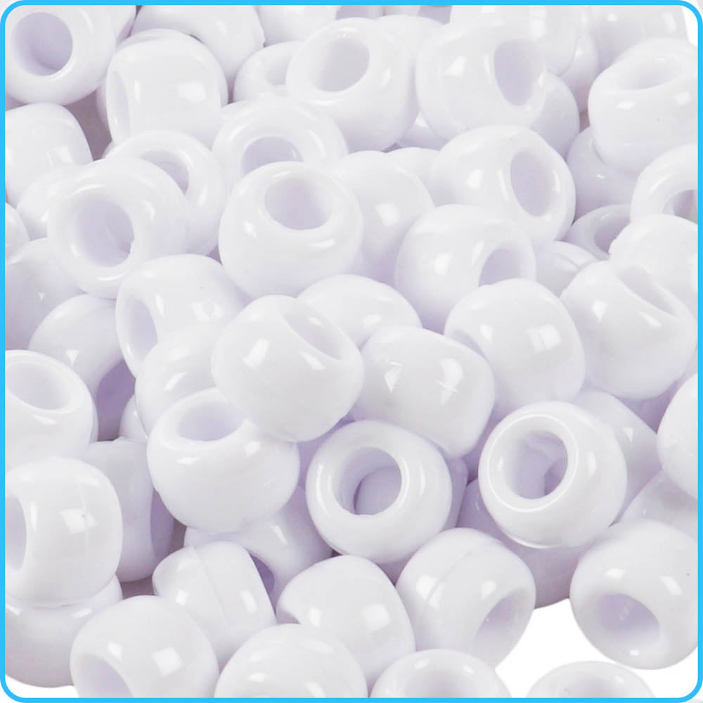 White Opaque Pony Beads (9mm, 300 Pack)