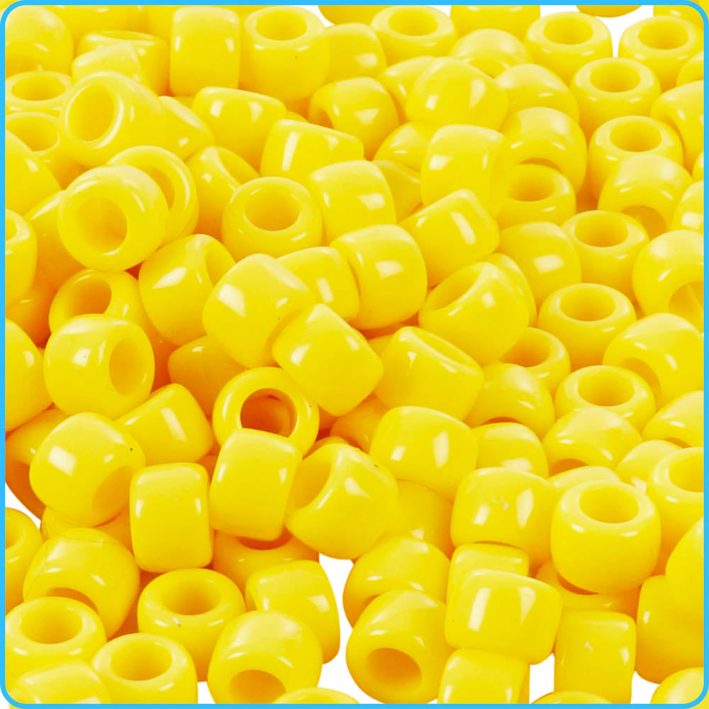 Yellow Opaque Pony Beads (9mm, 300 Pack)