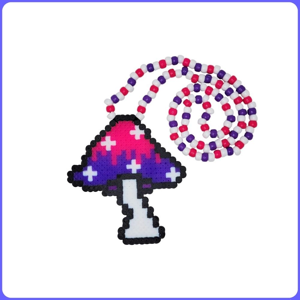 Trippy Mushroom Perler Necklace (Medium)