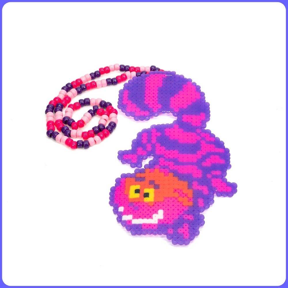 Cheshire Cat on Head Perler Necklace (Large)