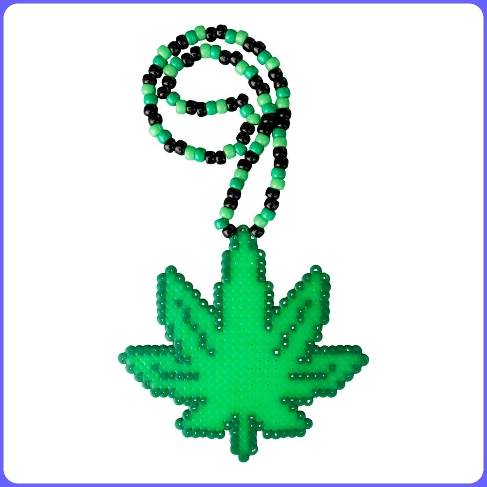 Weed Leaf Perler Necklace (Medium)