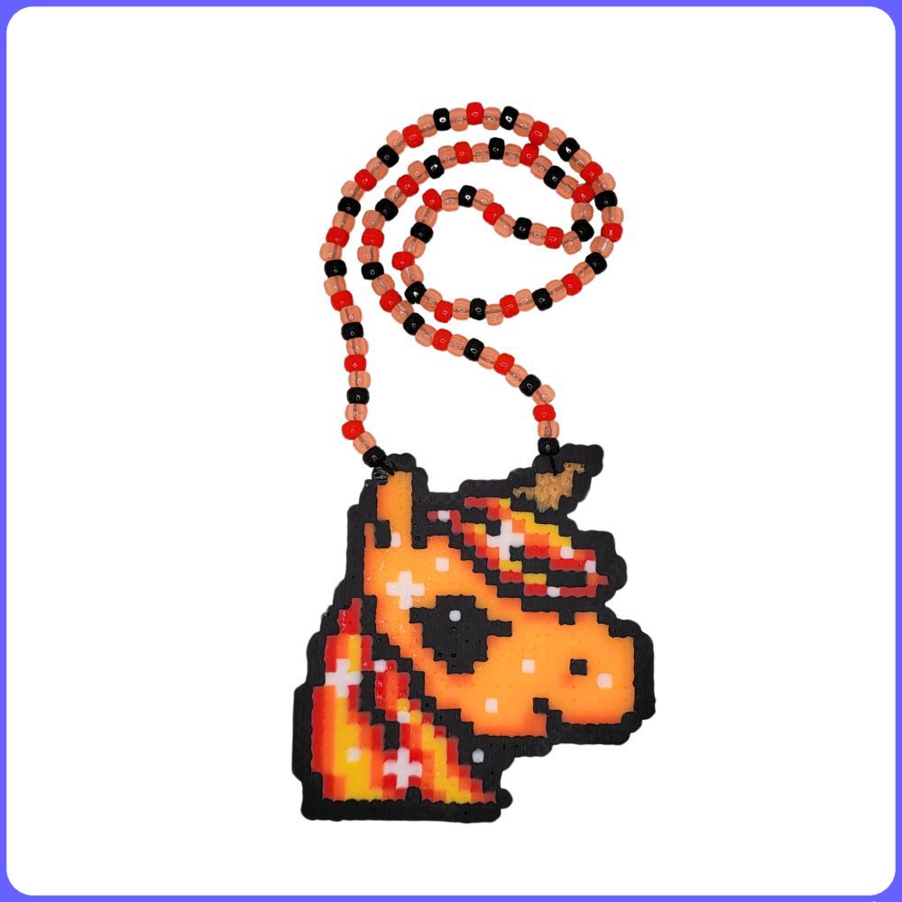 Unicorn Head Perler Necklace (Medium)