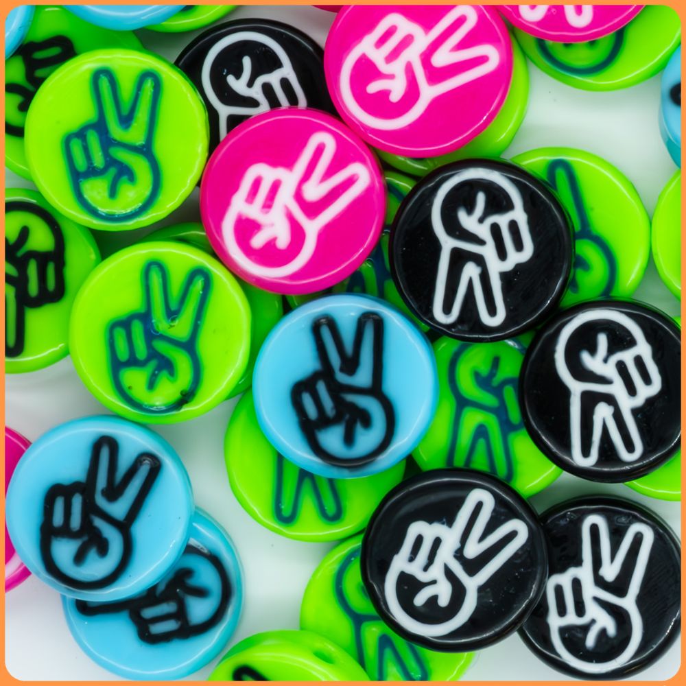 Peace PLUR Sign Kandi Bead