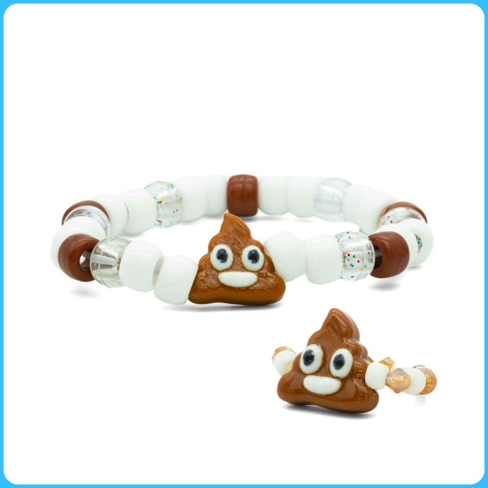 Poop Emoji Kandi Ring & Bracelet Set (2 Pack)
