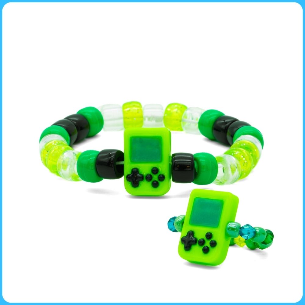 Green Handheld Kandi Ring & Bracelet Set (2 Pack)
