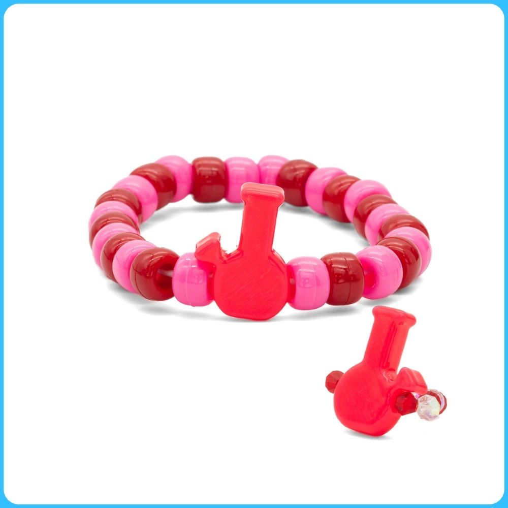 Pink Bong Kandi Ring & Bracelet Set (2 Pack)