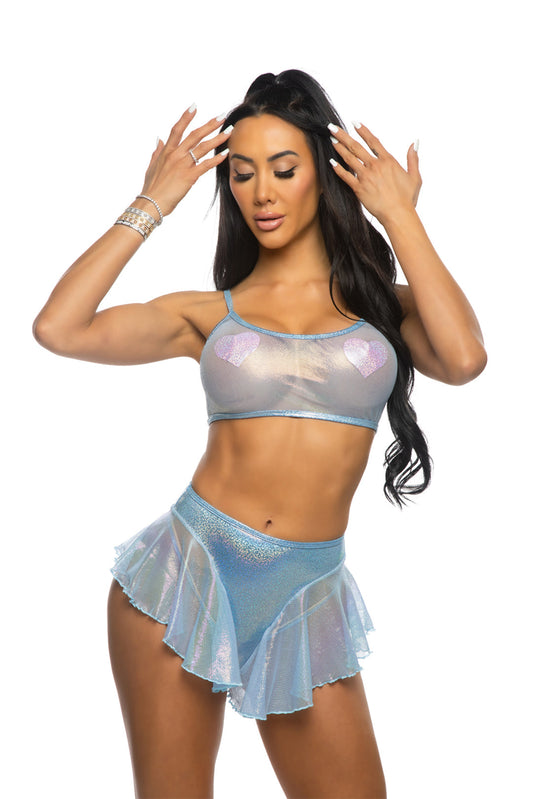 Black Mesh Mesh/Fishnet Flutter Short in fishnet for rave looks