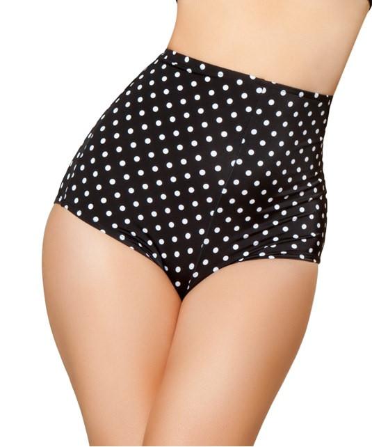 High-Waisted Pinup Style Shorts – Black/White Polkadot