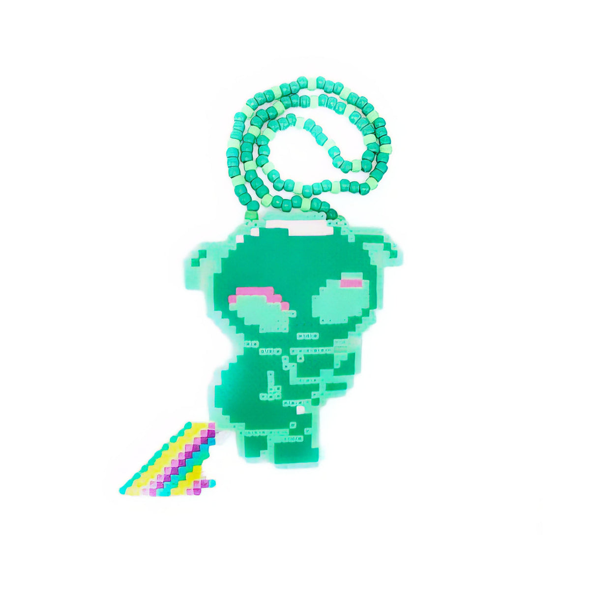 Alien Pooping Rainbows Perler Necklace (XL)