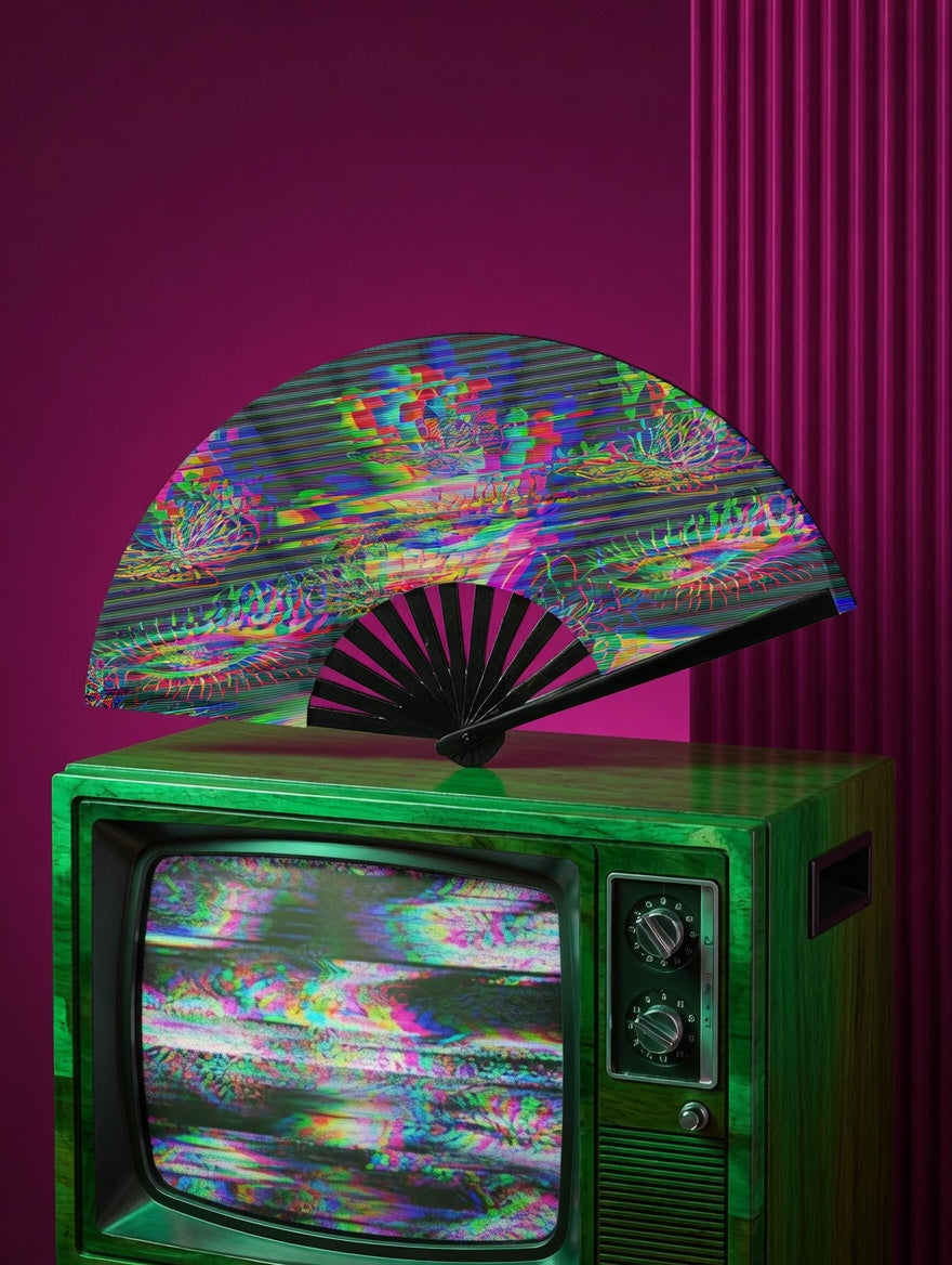 Acid Glitch Hand Fan