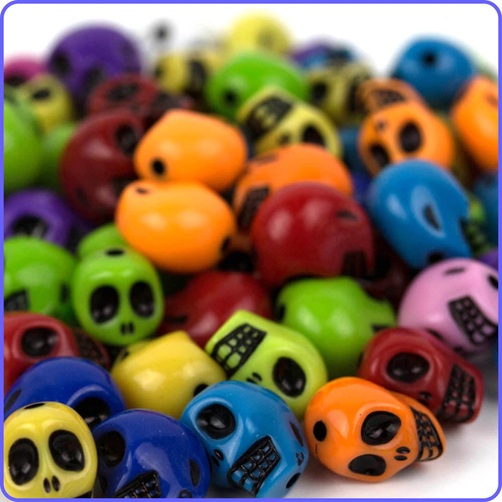 Rainbow Skull Beads (50 Pack)