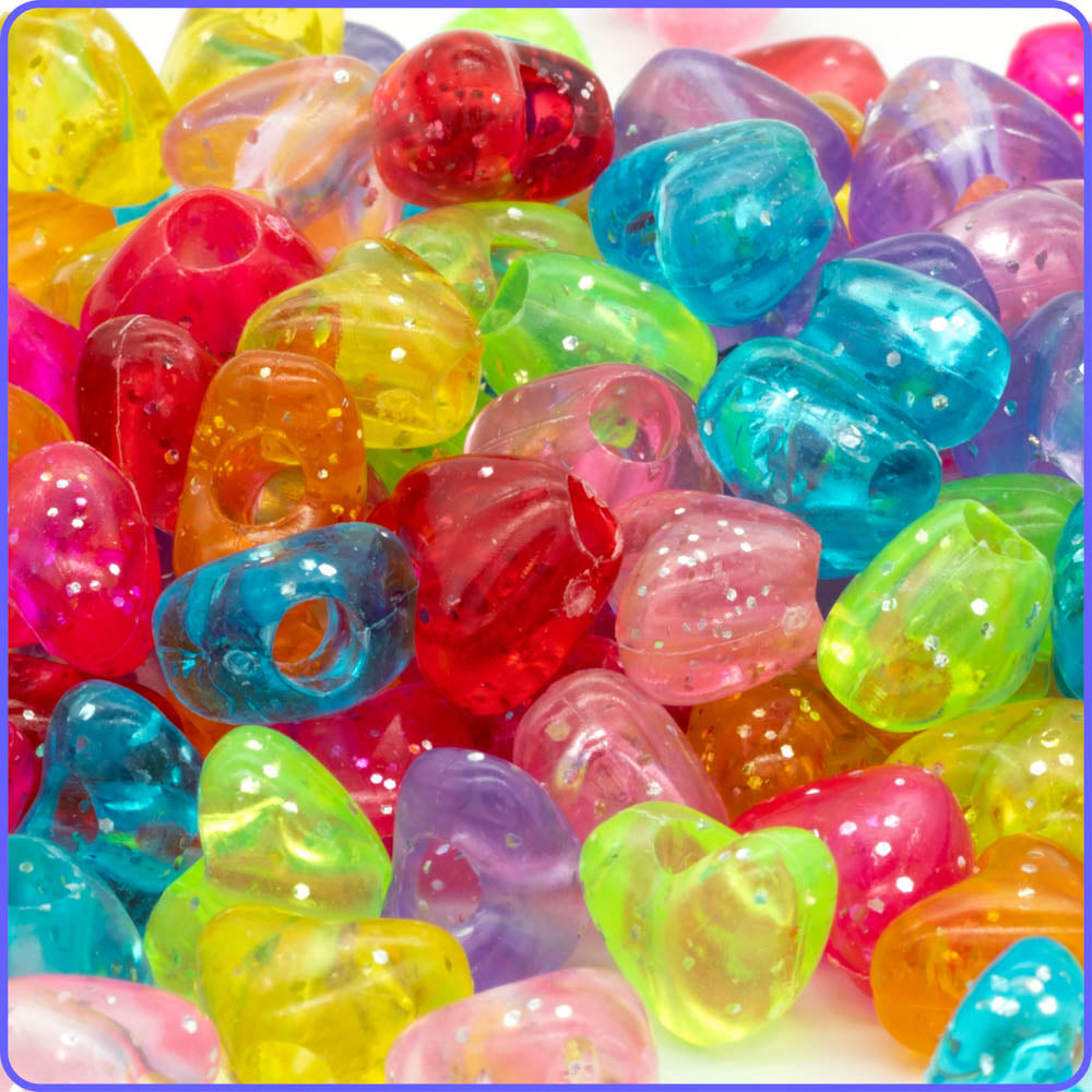 Glitter Heart Beads (125 Pack)