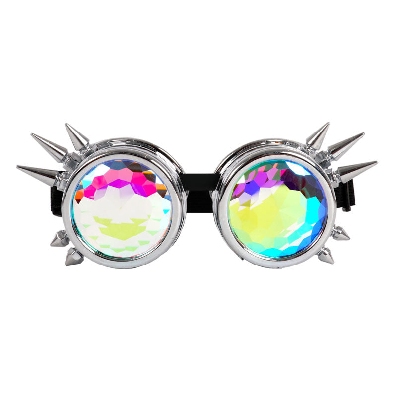 Silver Steampunk Kaleidoscope Round Goggles
