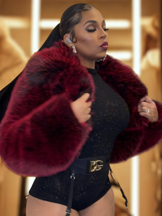 Y2K Faux Fur Jacket - Red