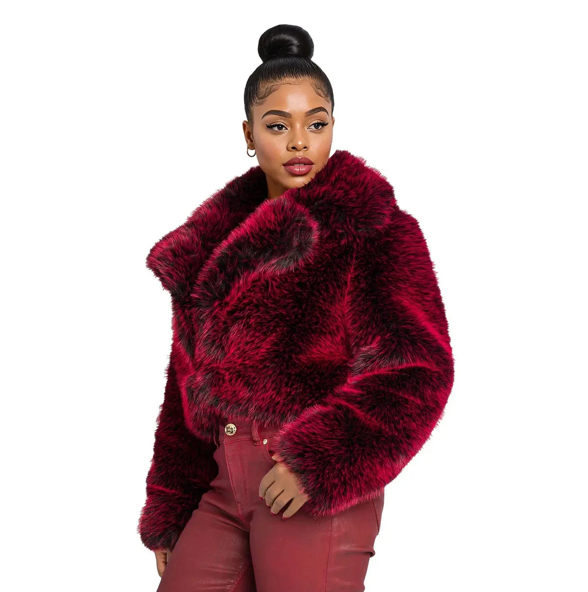 Y2K Faux Fur Jacket - Red