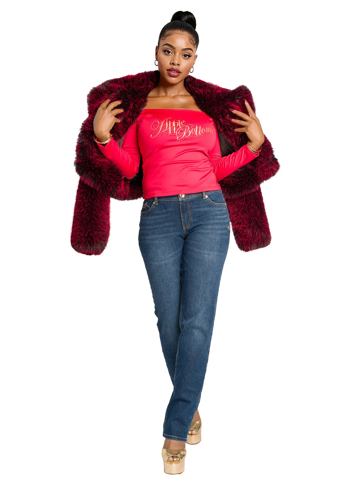 Y2K Faux Fur Jacket - Red