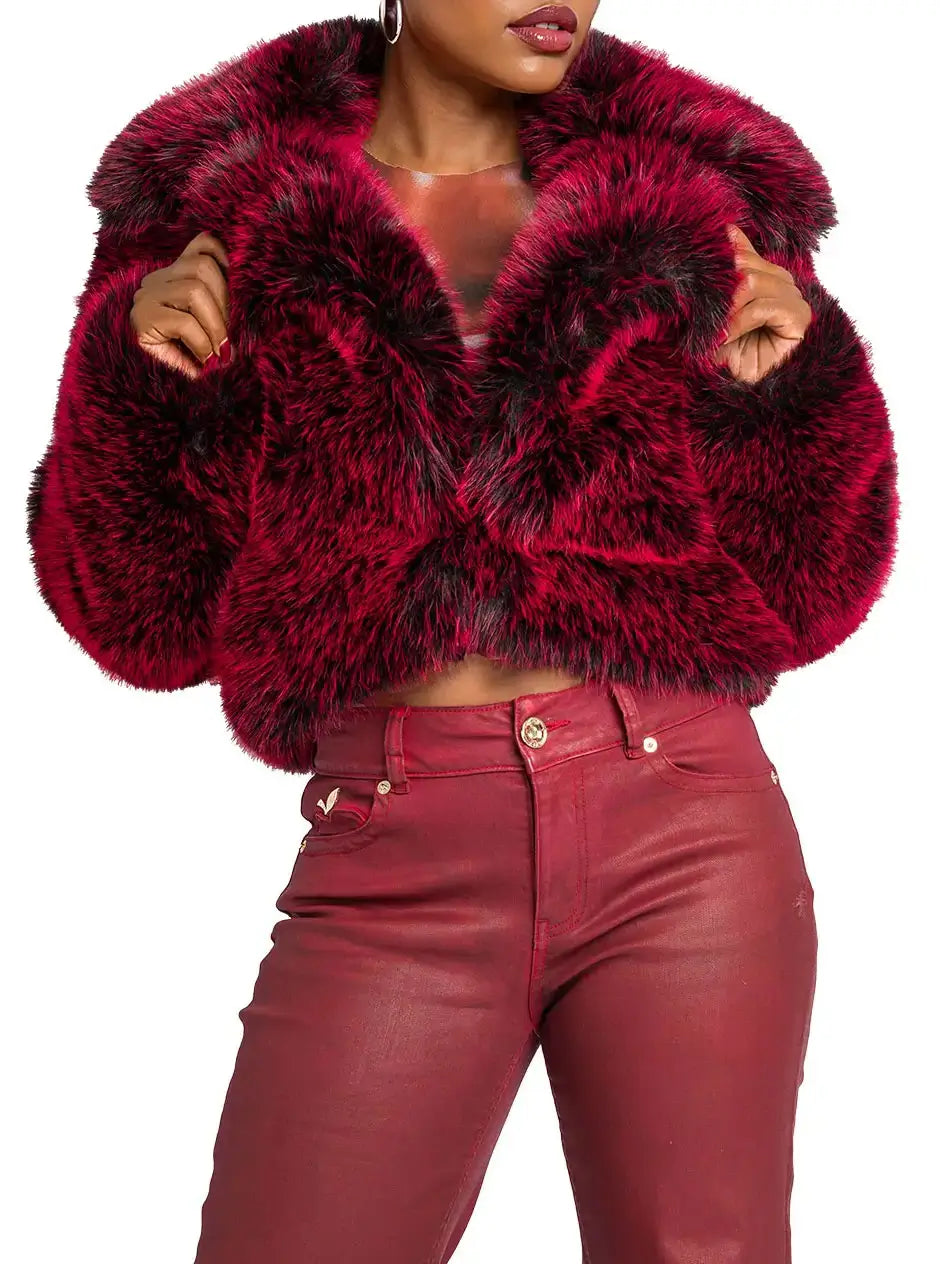 Y2K Faux Fur Jacket - Red
