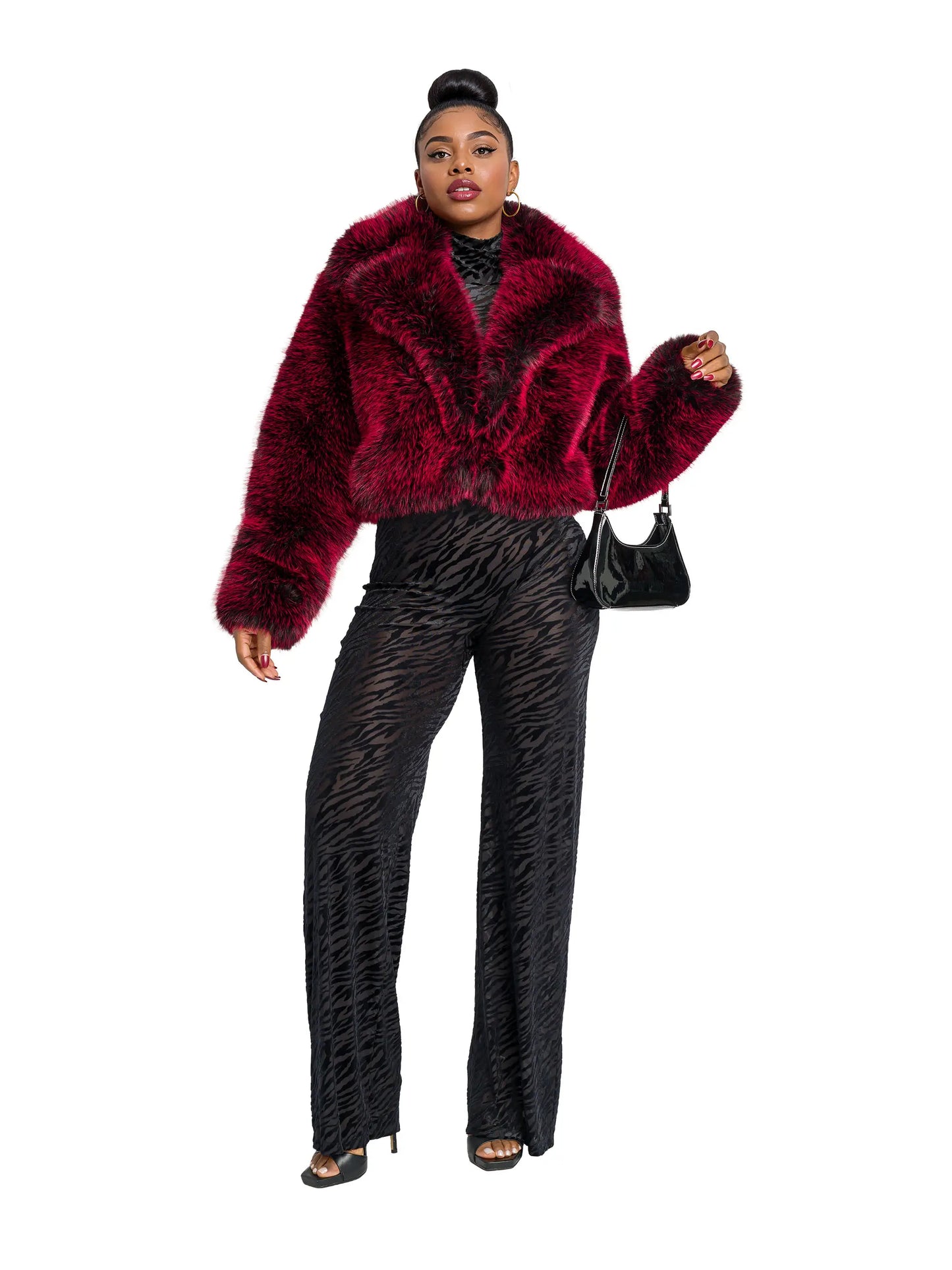 Y2K Faux Fur Jacket - Red