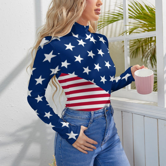 American Flag Star Spangled Long Sleeve Bodysuit