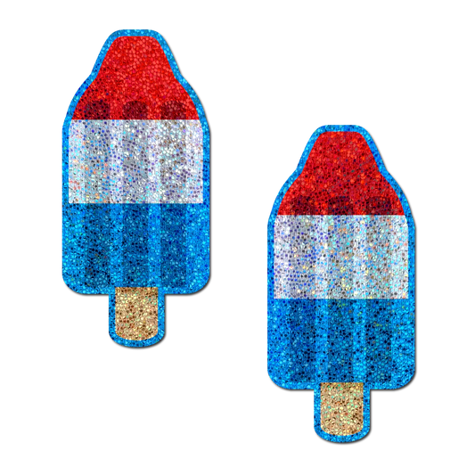 Pastease: Bomb Pop Glittering Red, White & Blue USA Ice Pop Pasties
