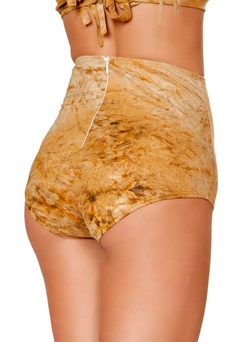 Brown Tie Dye Suede High-Waisted Shorts