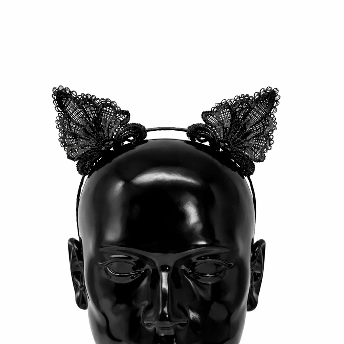 Black Lace Blue LED Cat Ears