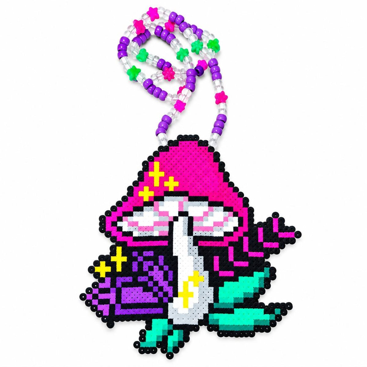 Shambhala Crystal Mushroom Perler Necklace (XL)