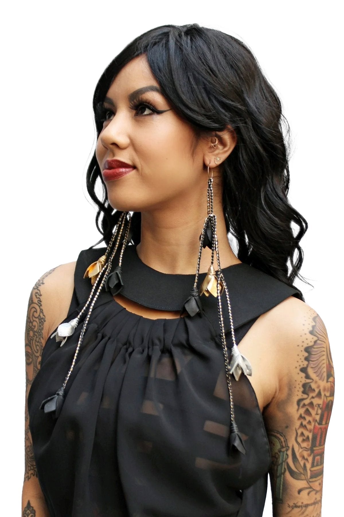 Braided 5 Flower Earrings