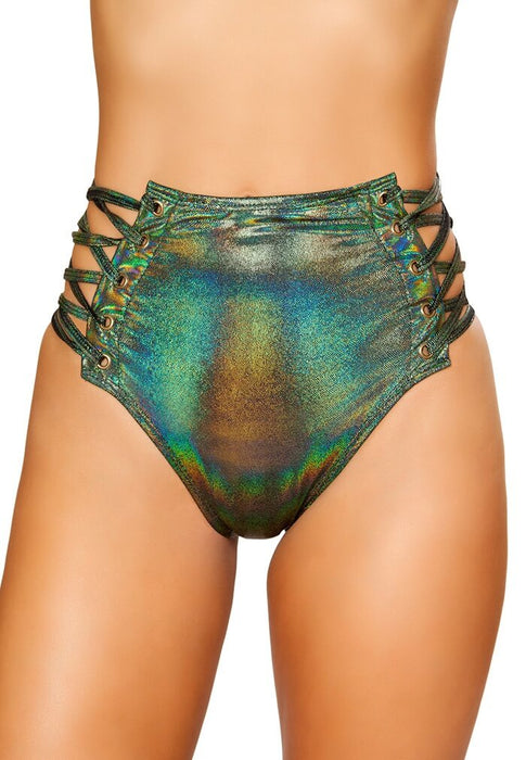 Green Room High-Waisted Shorts With Lace-Up Sides