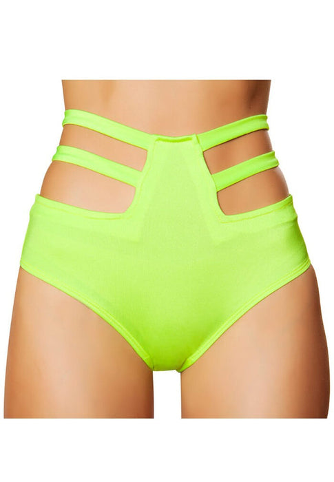 Lime High Waisted Strapped Shorts