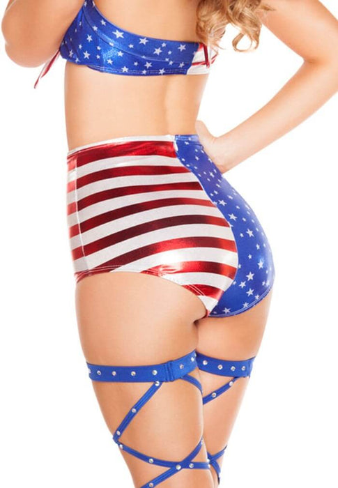 Metallic Stars And Stripes High Waisted Shorts