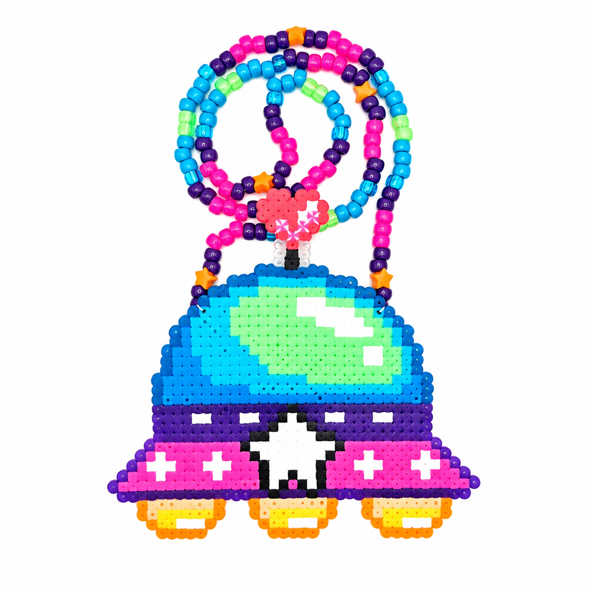Cute Spaceship Perler Necklace (Medium)