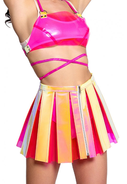 Pink Lemonade Holographic Vinyl Skirt