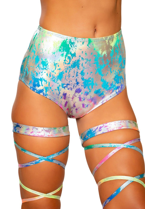 Rainbow Splash High-Waisted Shorts
