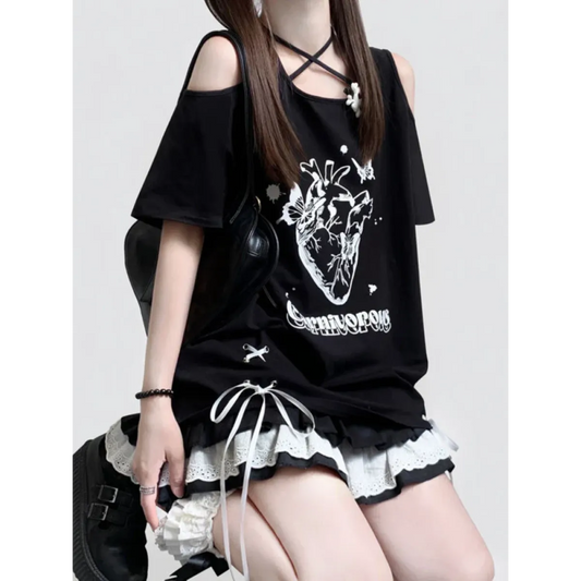 Off Shoulder Bow T-Shirt