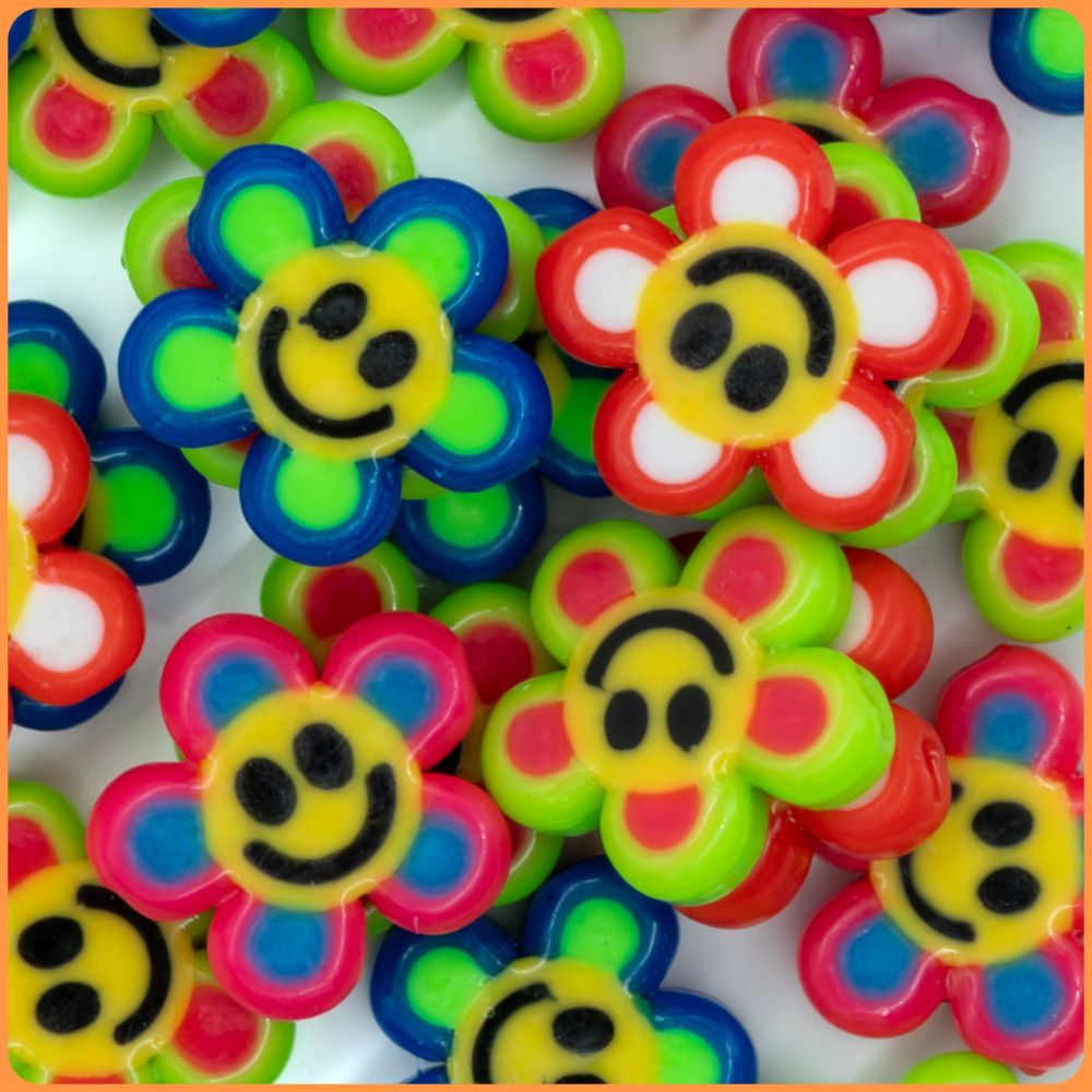 Smiley Flower Kandi Bead